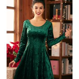 NWT ModCloth Retro Radiance Fit & Flare Dress in Green Velvet Size 1X
